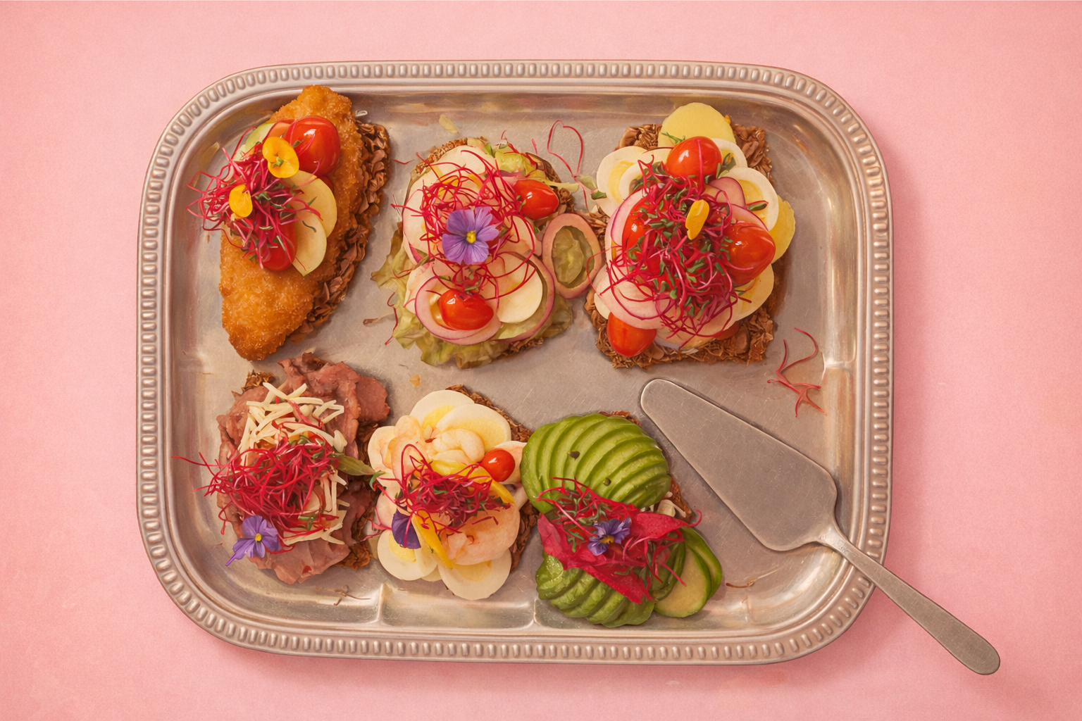 Traditionelt smørrebrødsfad hos Café Oscar